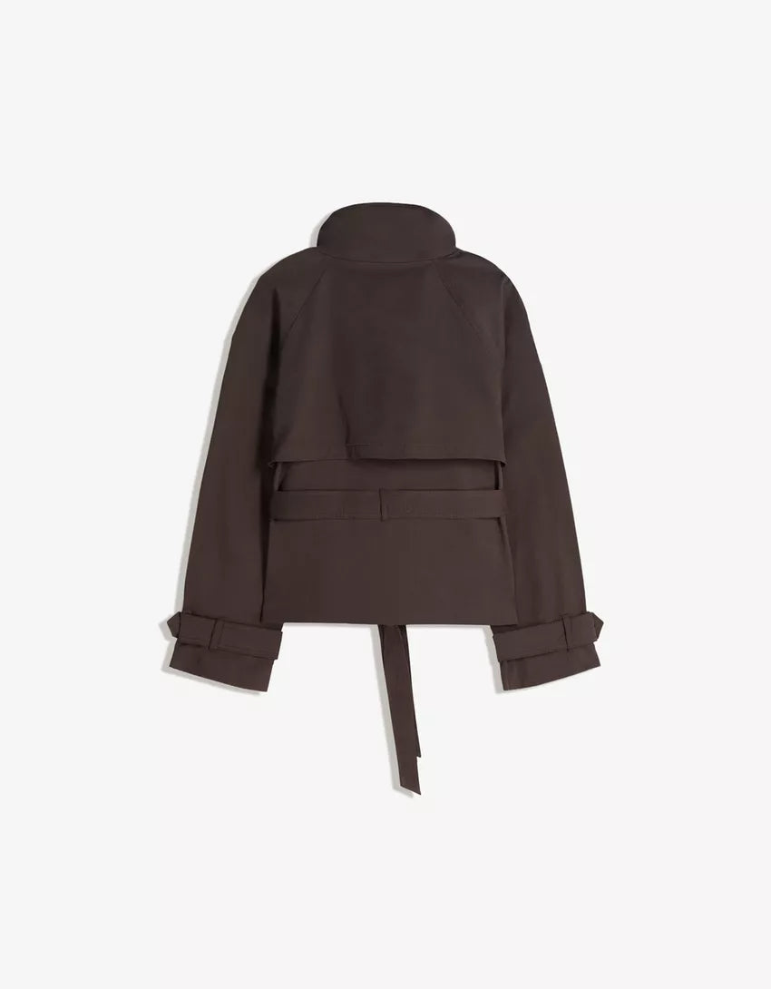 Jaqueta trench de gola funil