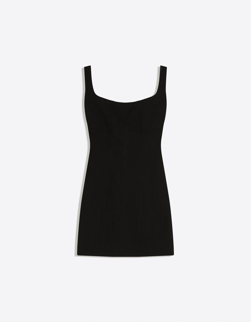 Vestido de alças curto de bengalina
