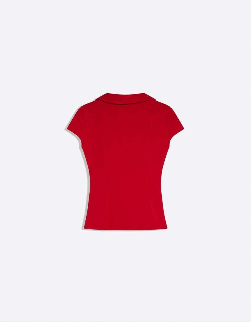 Camisa de manga curta com zíper