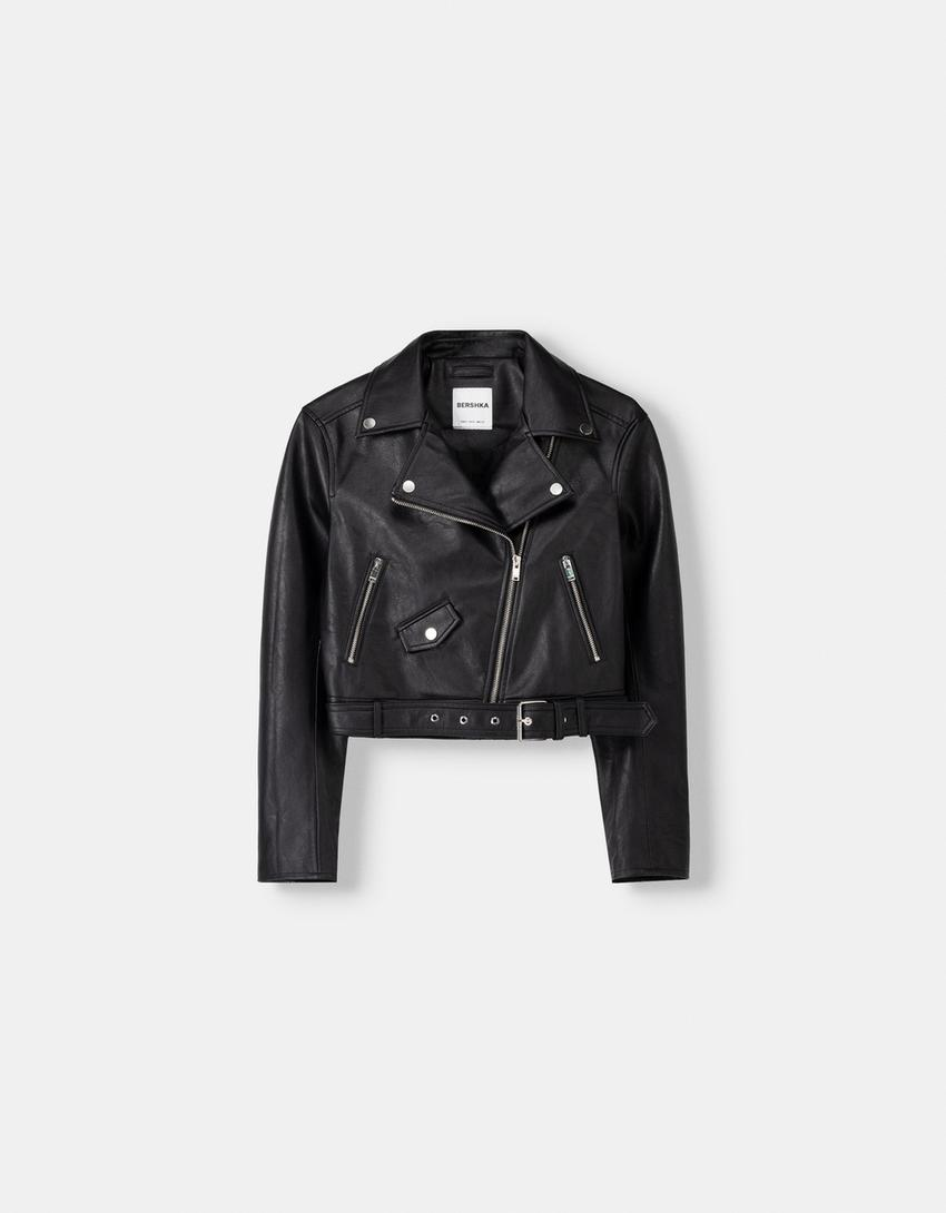 Jaqueta biker de poliuretano