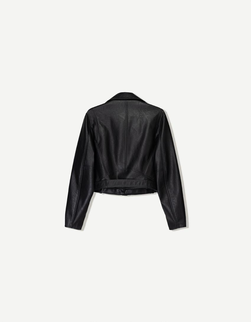 Jaqueta biker de poliuretano