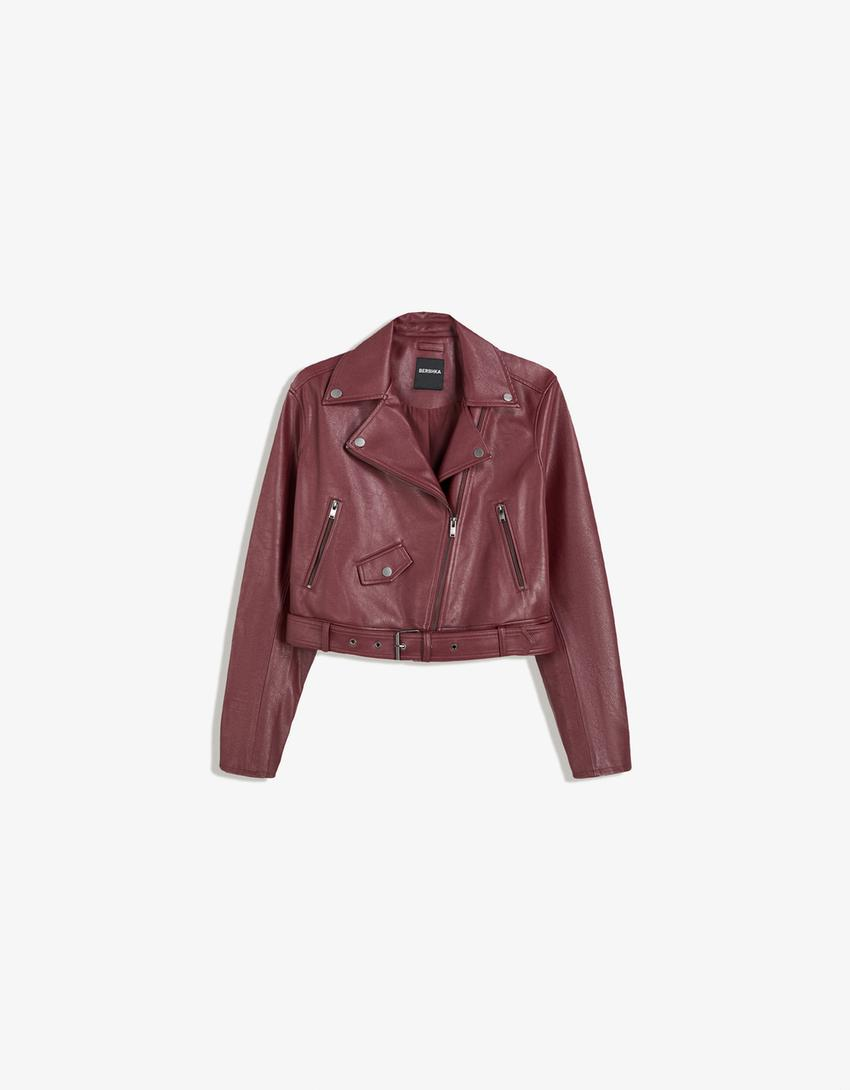 Jaqueta biker de poliuretano