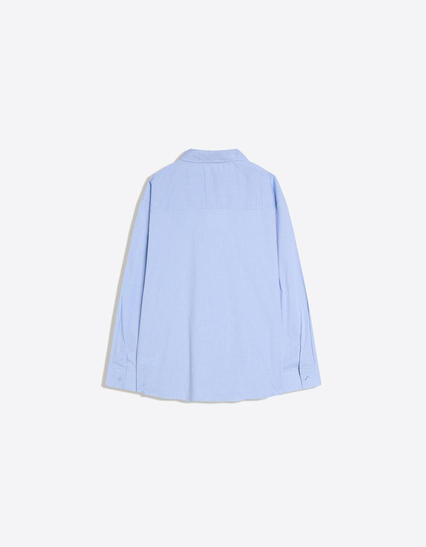 Camisa oversize de popelina com laço