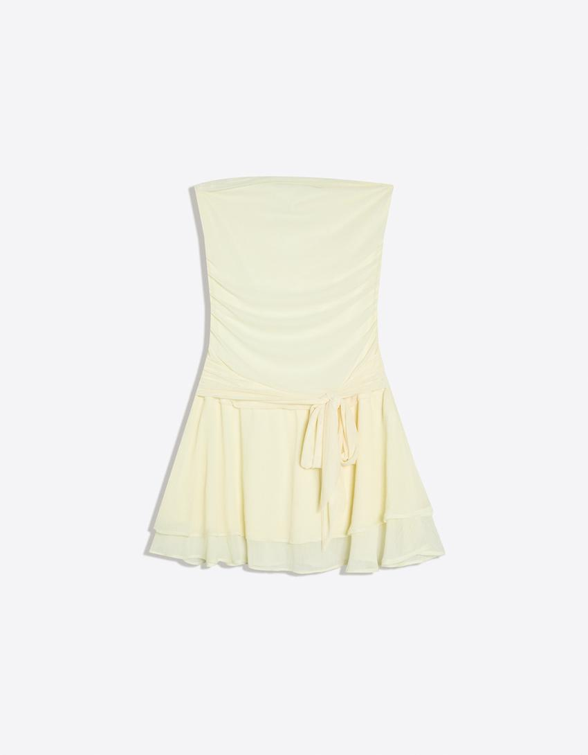 Vestido mini tomara que caia paisley
