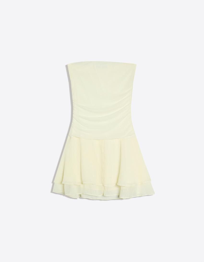 Vestido mini tomara que caia paisley