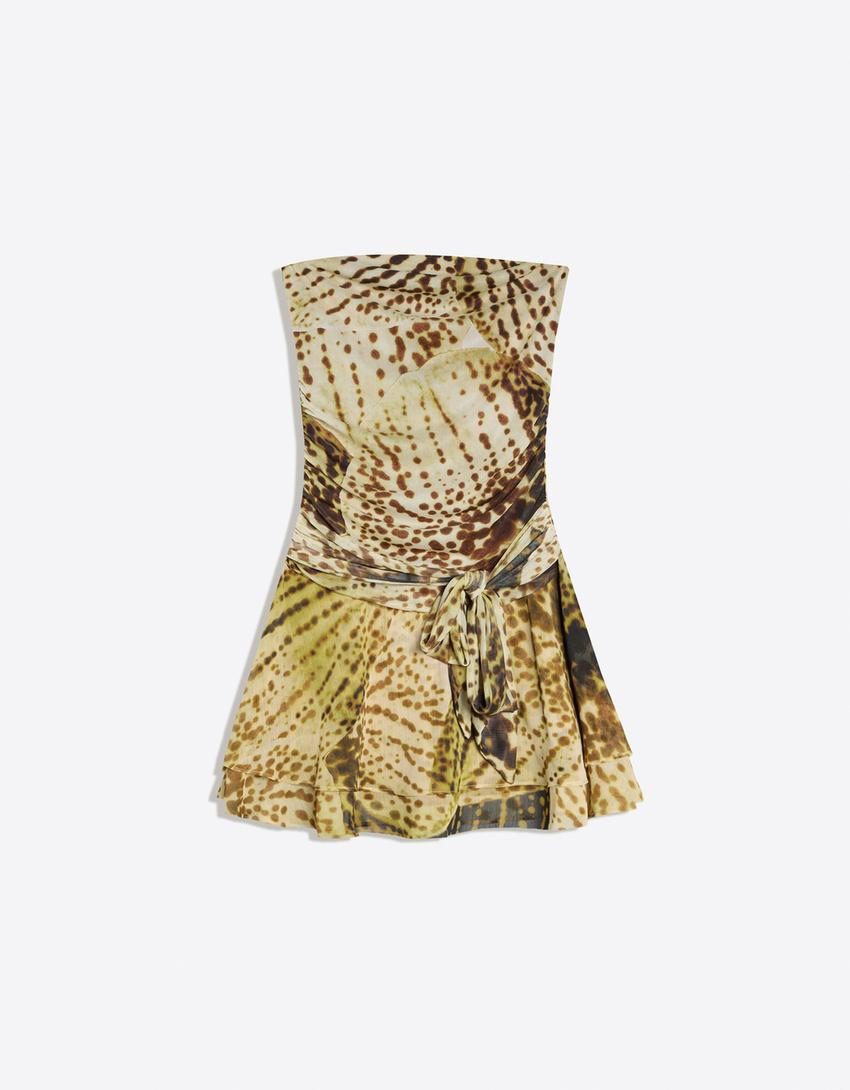 Vestido mini tomara que caia paisley