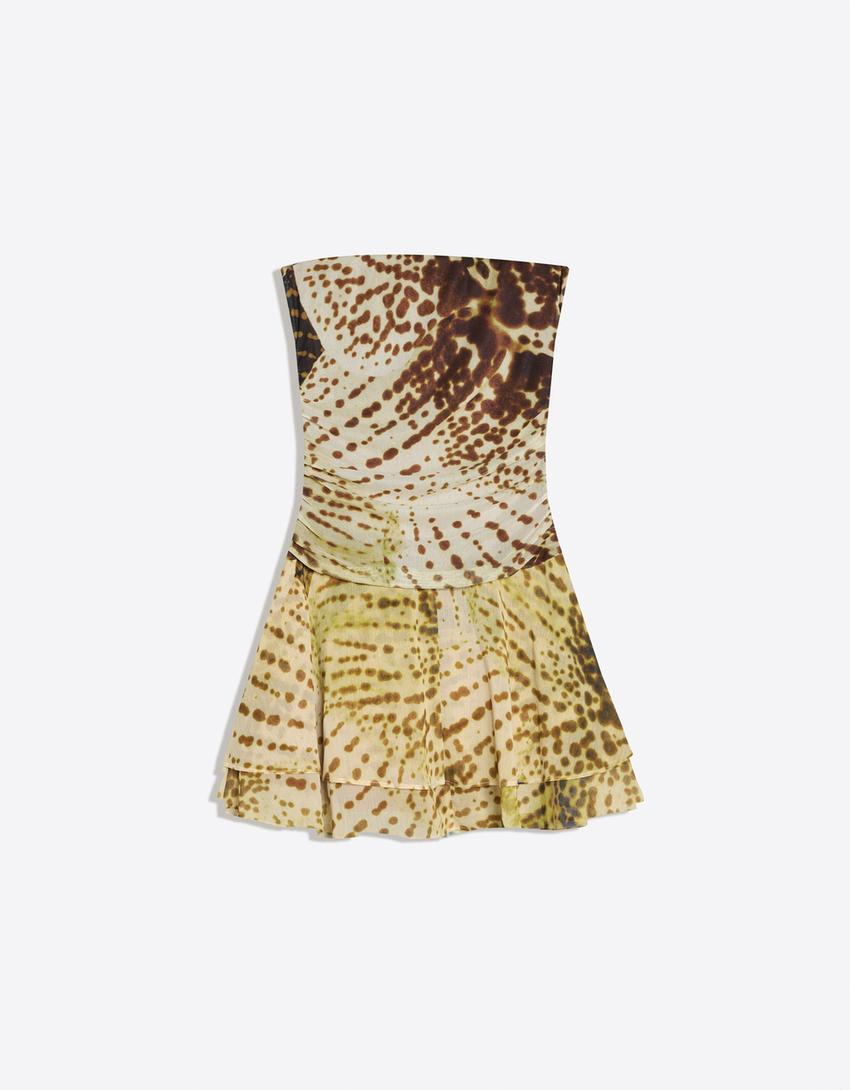 Vestido mini tomara que caia paisley